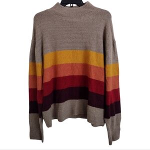 Beach Lunch Lounge Striped Multicolor Sweater Red Orange Yellow Size Lar…